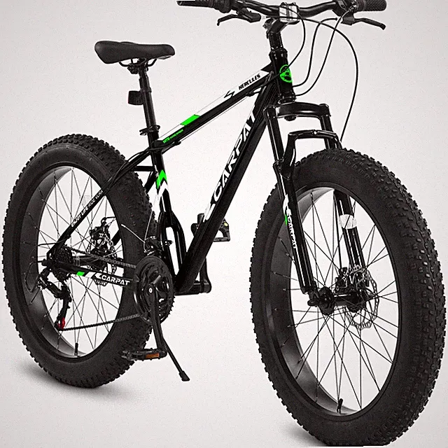 26in Fat Tire Bike: 21-Speed, Front Suspension, Dual Disc Brakes, Steel Frame